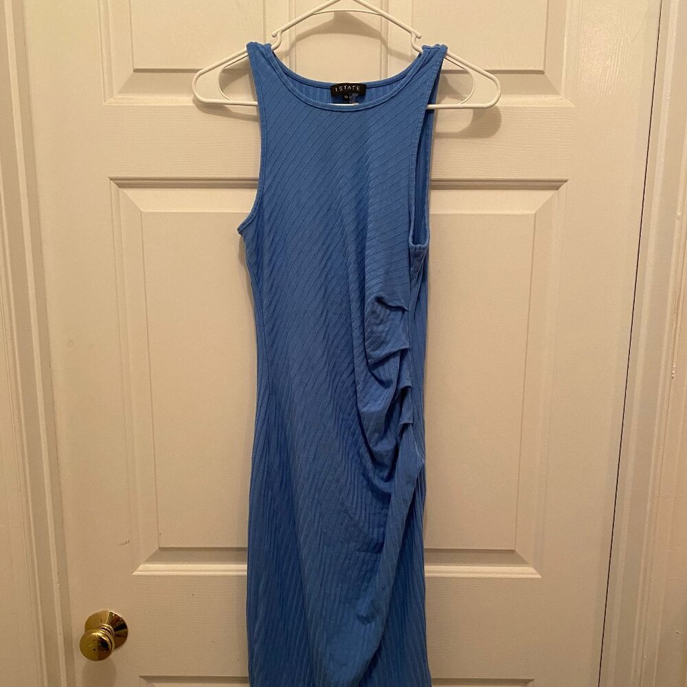 1. State Women's Ruffled Side Diagonal Light Blue Sleeveless Tank Dress XS